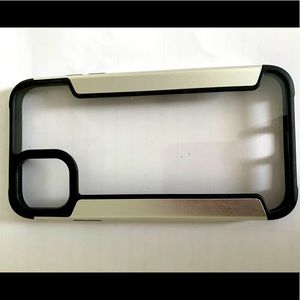Black & Silver Rimmed Clear Black Hard iPhone 11 Case